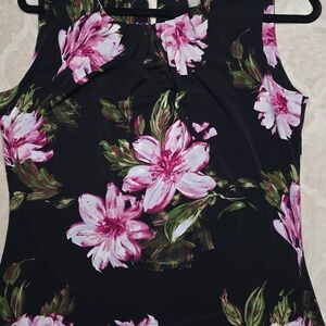 Calvin Klein Black and Pink Floral Blouse